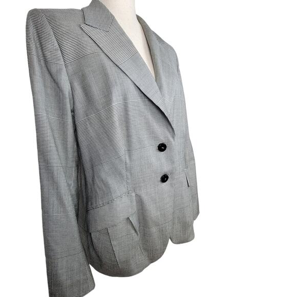 Escada Blazer US 10 Forest Glen Check Plaid Tailored Nipped Waist EU 42 - Picture 2 of 7